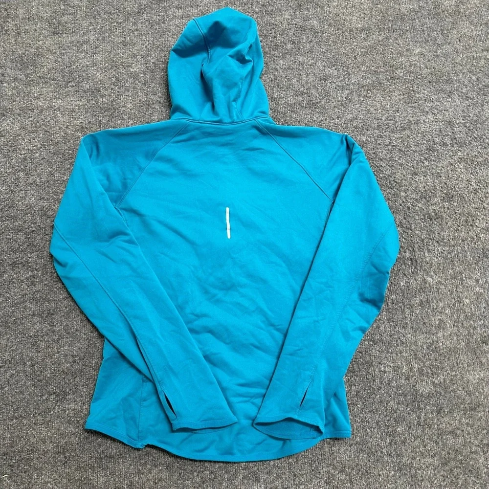Nike Hoodie Womens Size S Teal Blue Dri-Fit Half Zip Running Athletic Thumbholes